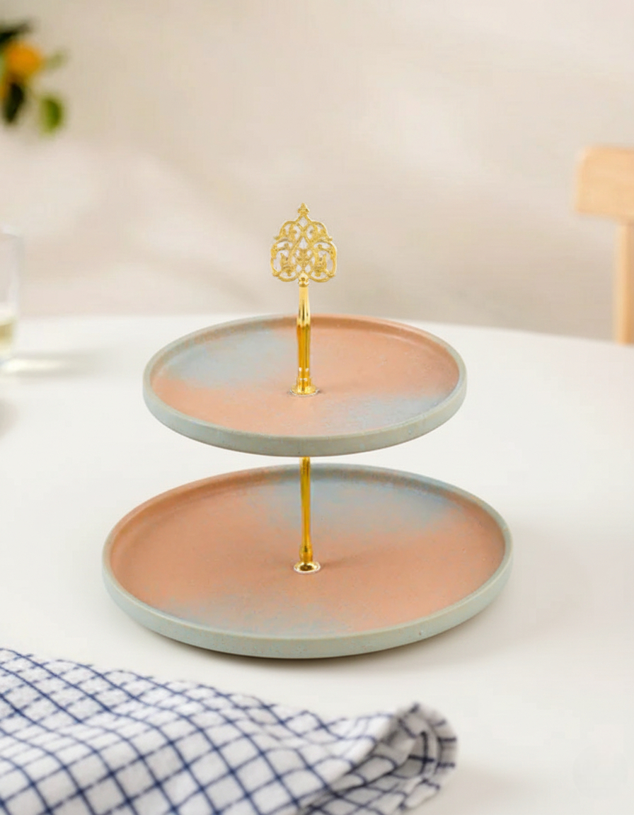 Golden Drift Matte 2-Tier Cake Stand 