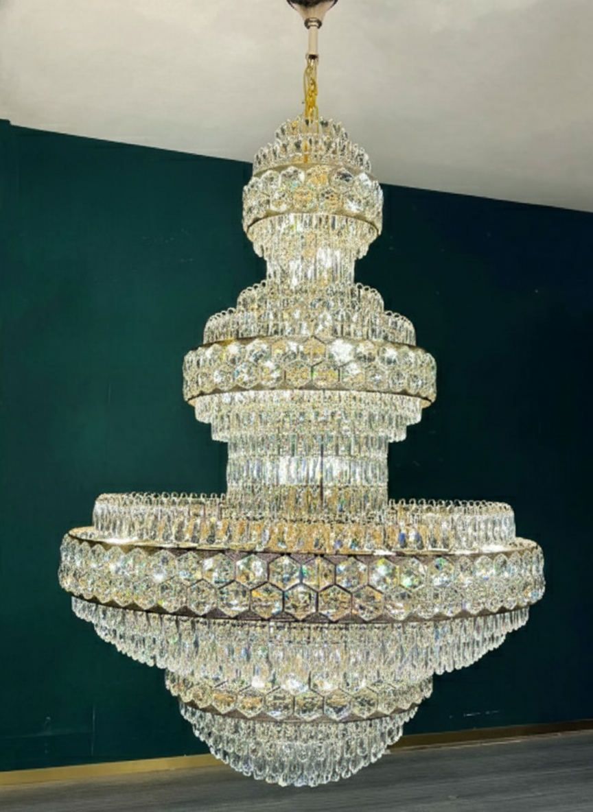 Regalia Crystal Tier Double Height Chandelier 