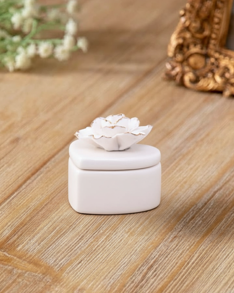 Rose Whisper Trinket Keeper - White