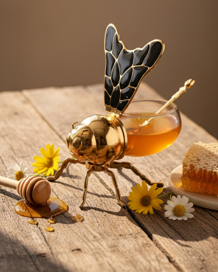 HoneyBee Honey Pot With Spoon '200 ML' - Black 