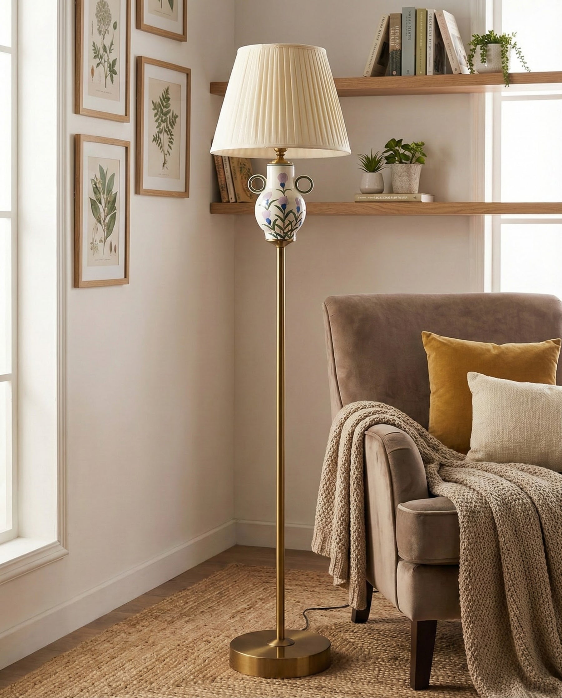 Lavender Bloom Hand Painted Floor Lamp 