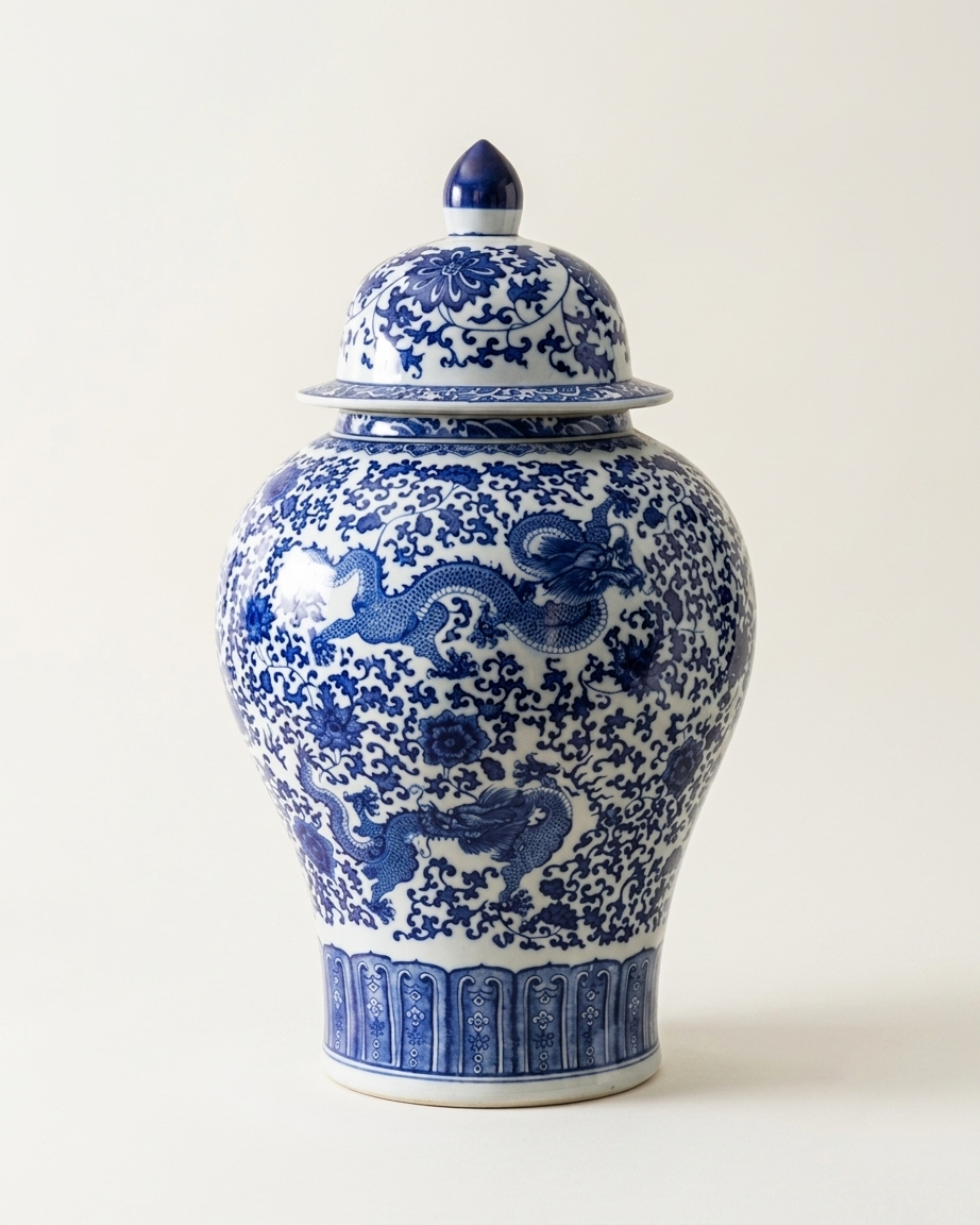 Imperial Dragon Motif Temple Jar 