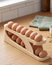 2 Layer Rolling Egg Storage Organizer for Refrigerator