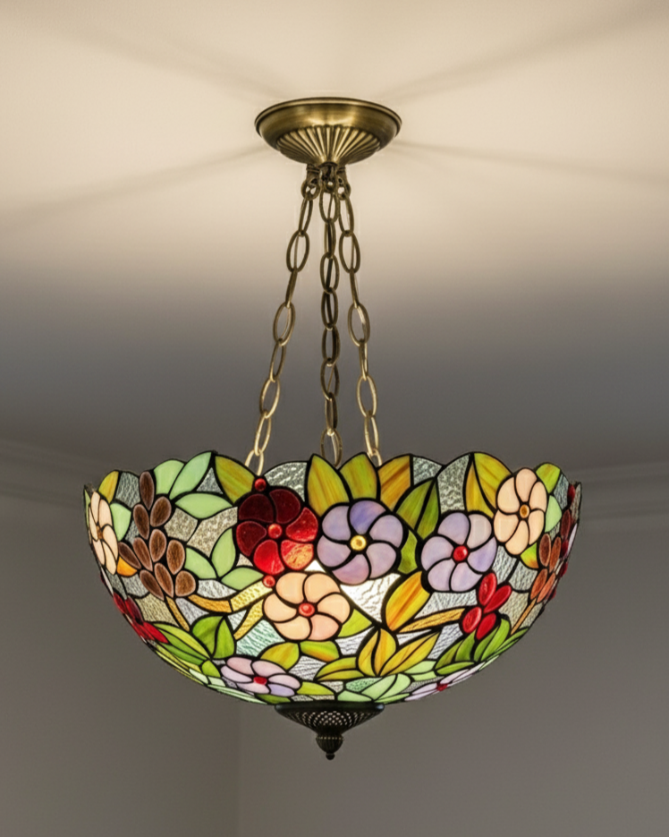 Floral Mosaic Tiffany Pendant Light 