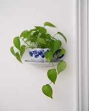 Blue Floral Teacup Wall Vase