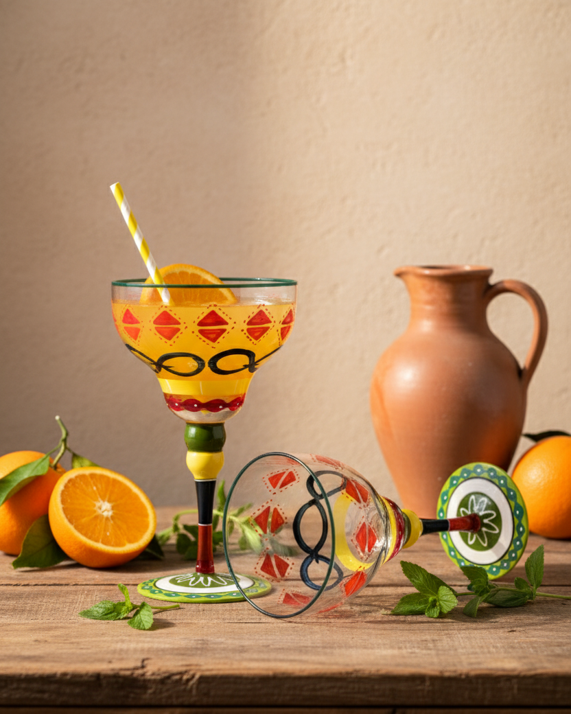 Hand-Painted Margarita Cocktail Glass - 250ml 