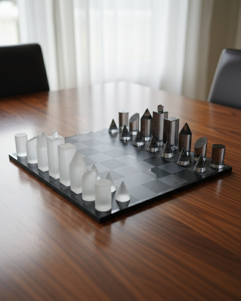 Modern Crystal Geometry Chess Set 
