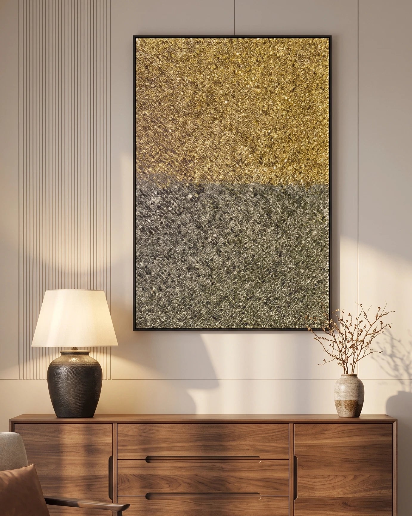 Gilded Divide 3D Abstract Oil Painting 