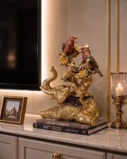 Royal Parrot & Elephant Decorative Figurine