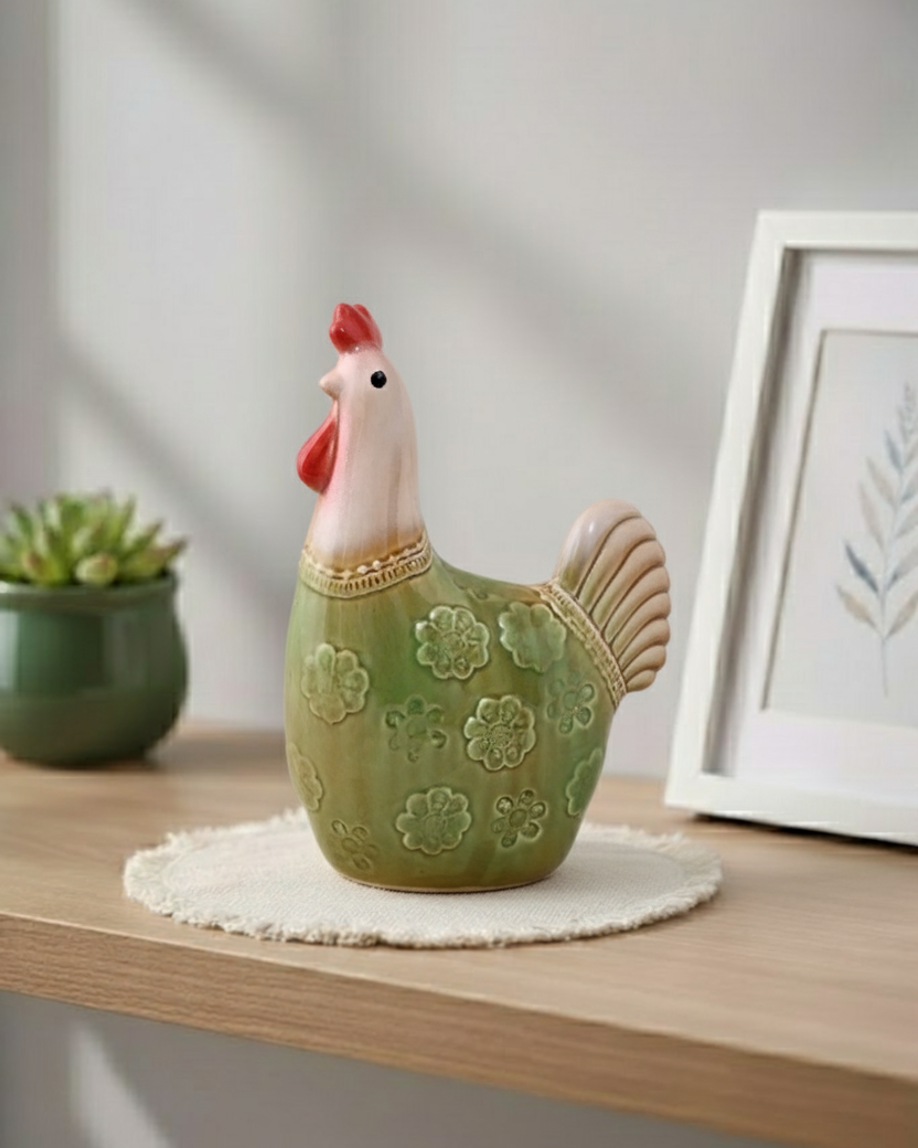 Country Charm Rooster Decorative Figurines - Set Of 2 