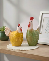 Country Charm Rooster Decorative Figurines - Set Of 2 