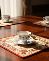 Royal Flora Golden Rim Tea Cup With Saucer - Set Of 6 
