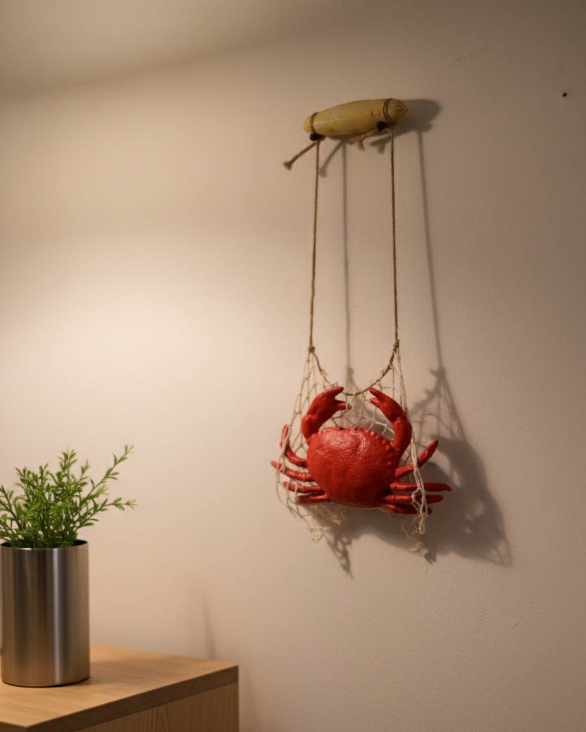 Crab With Net Wall Decoration - Small 
