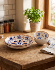 Indigo Artisan Katori & Pasta Bowl - Set Of 4