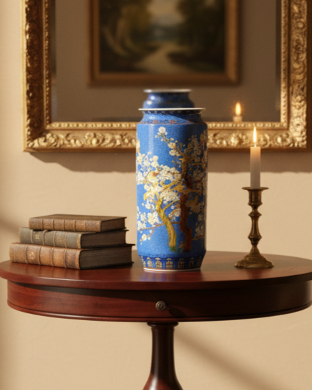 Whispering Petals Harmony Cylinder Vase - Blue 