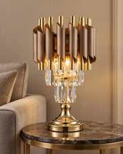 Sovereign Bronze Ribbon-Cuff Crystal Table Lamp