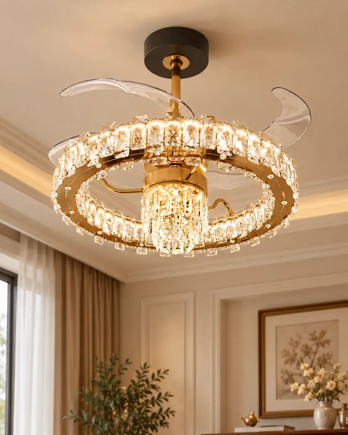 Crystal Arc Radiance Fan Chandelier
