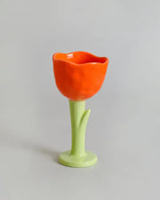 Sunny Tulip Ceramic Dessert Bowl - Red