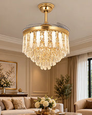 Crystal Featherfall Ceiling Fan Chandelier