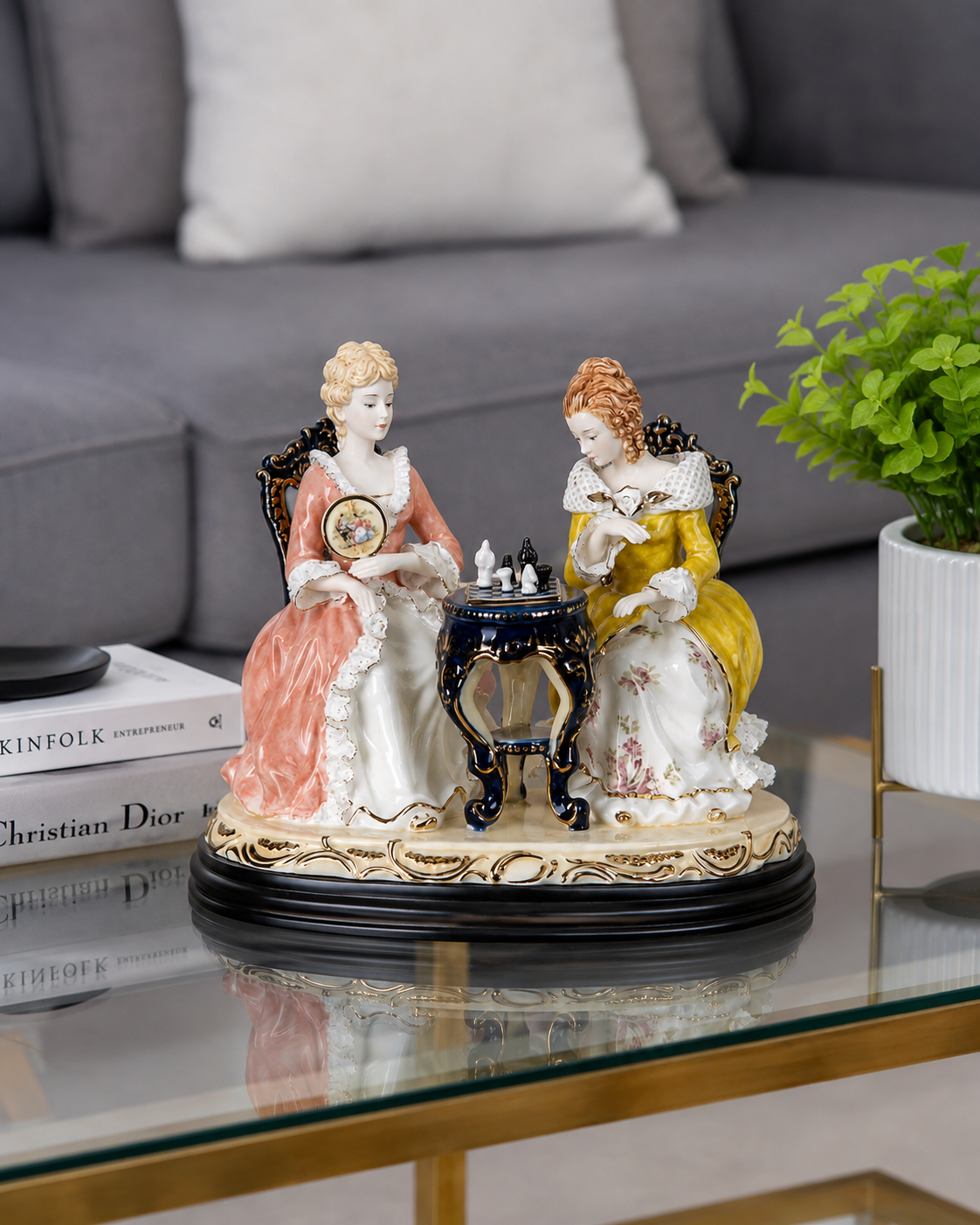 'Playing Chess' Fine Porcelain Figurine 