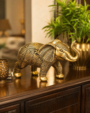Regal Tusker Golden Elephant Decorative Figurine - Small