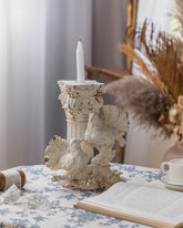 Distressed Finish Dove Candle Holder 