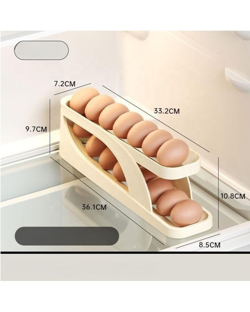 2 Layer Rolling Egg Storage Organizer for Refrigerator 