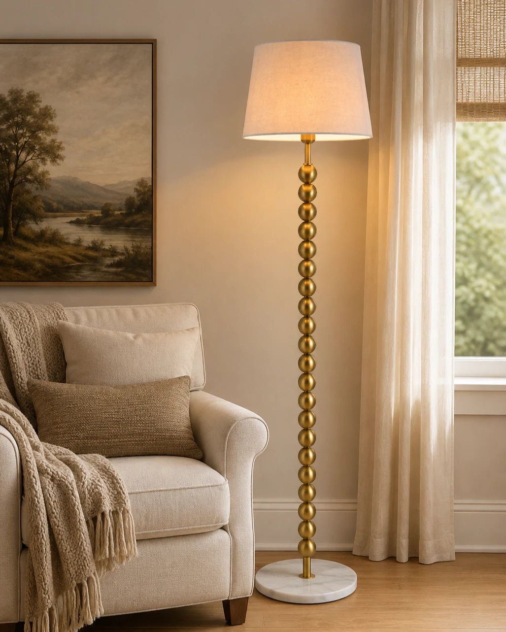 Stacked Ball Floor Lamp - Gold 