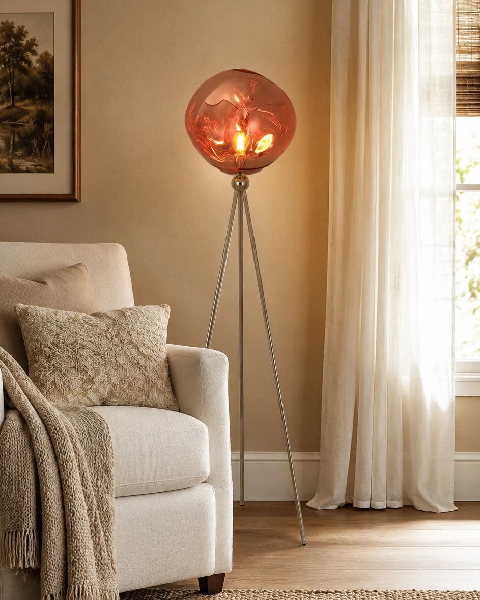 The Molten Tripod Floor Lamp - Rose Gold 