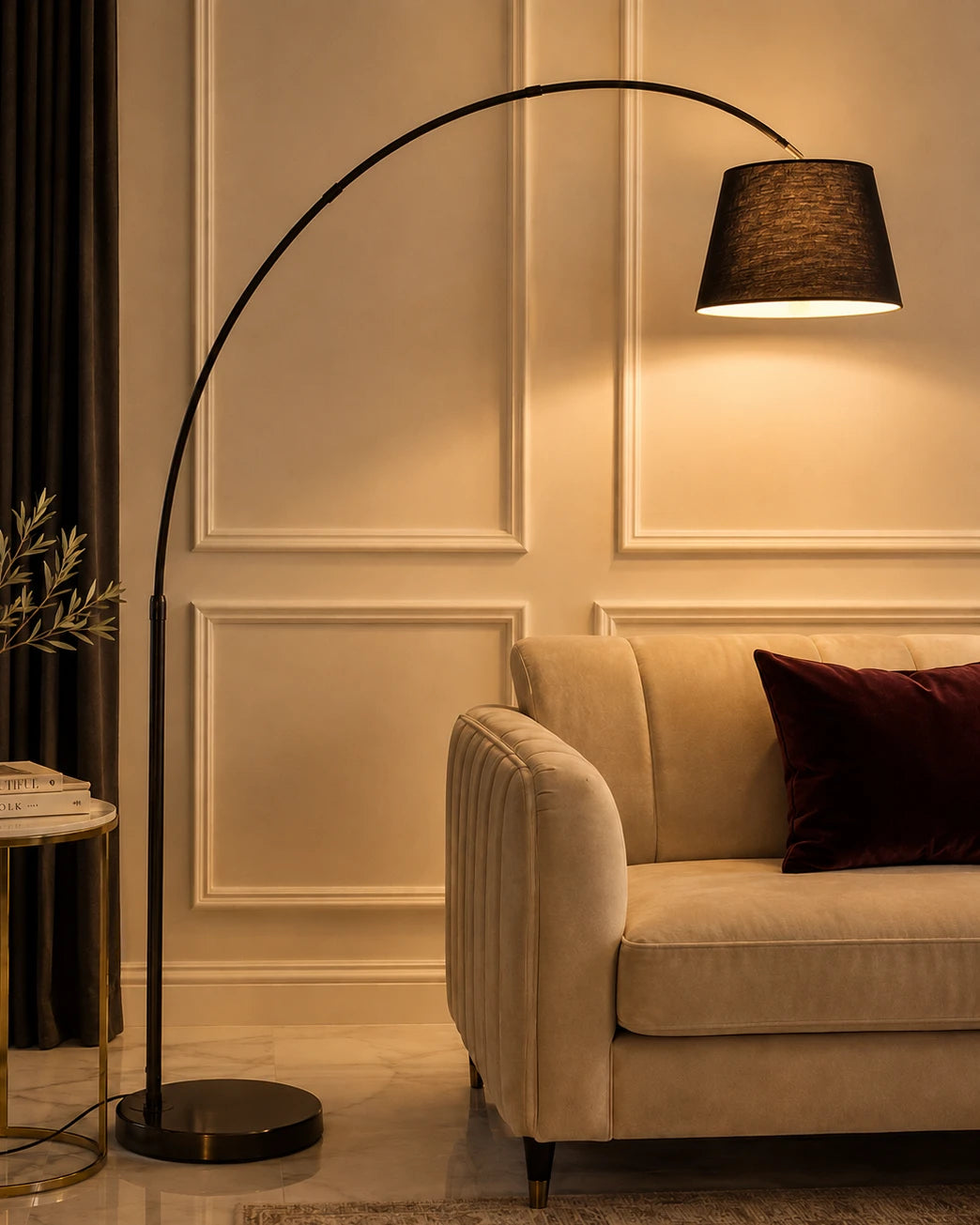 Matte Black Overarching Floor Lamp 