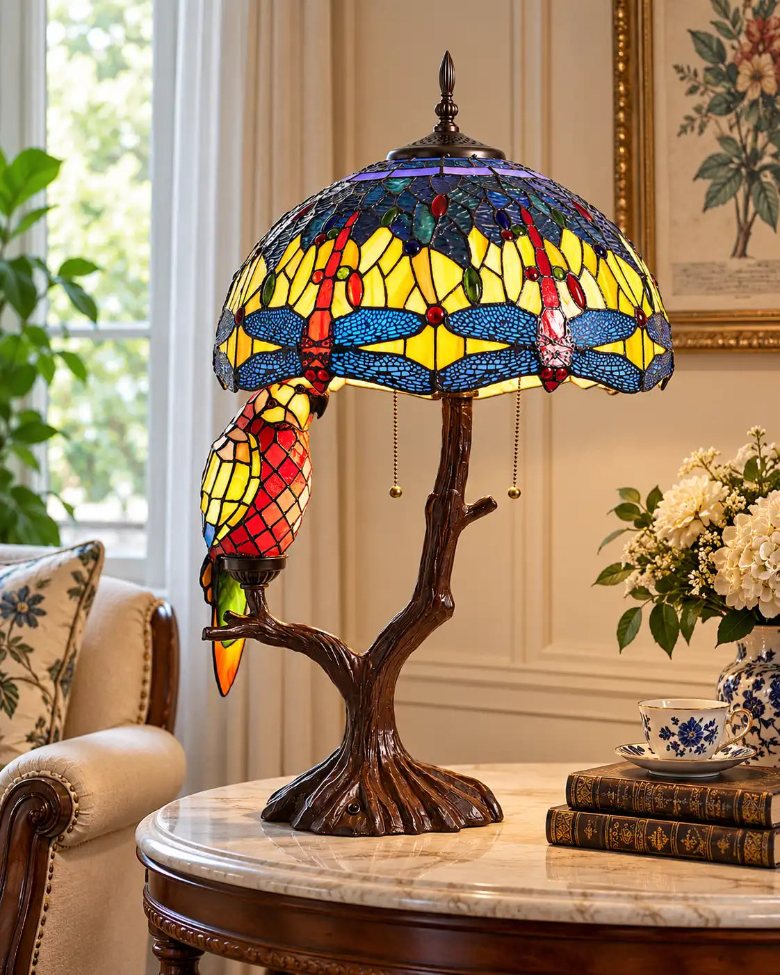 Tropical Parrot Tiffany Table Lamp