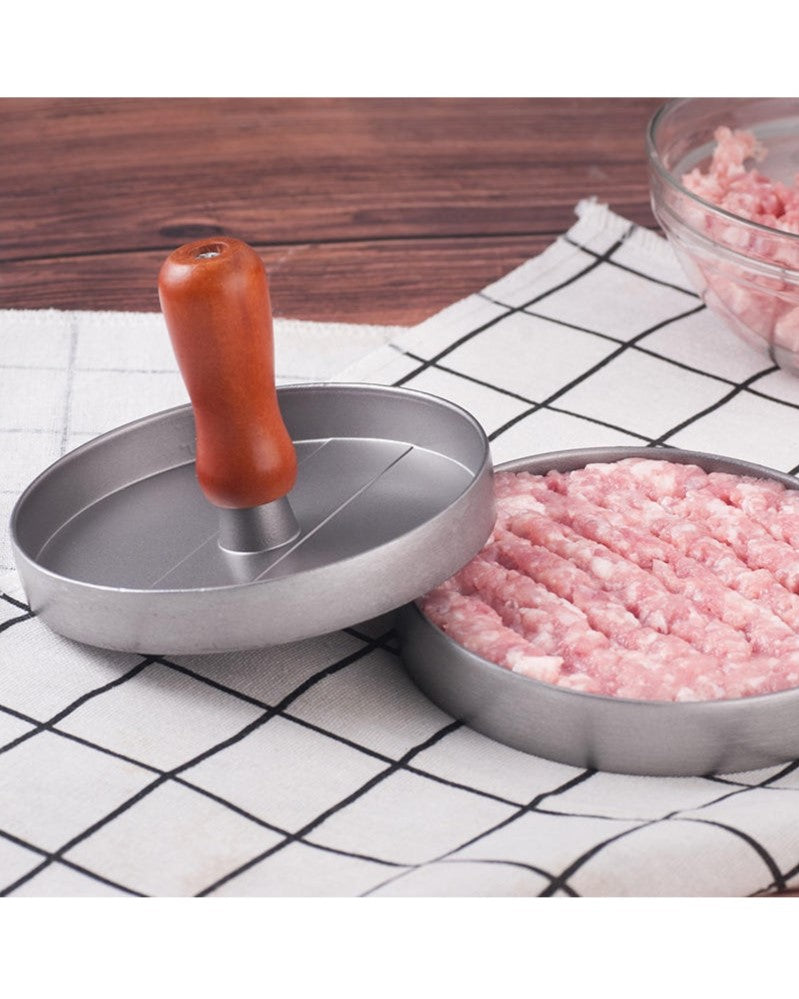 Burger Press With Wooden Handle - The Decor Kart 