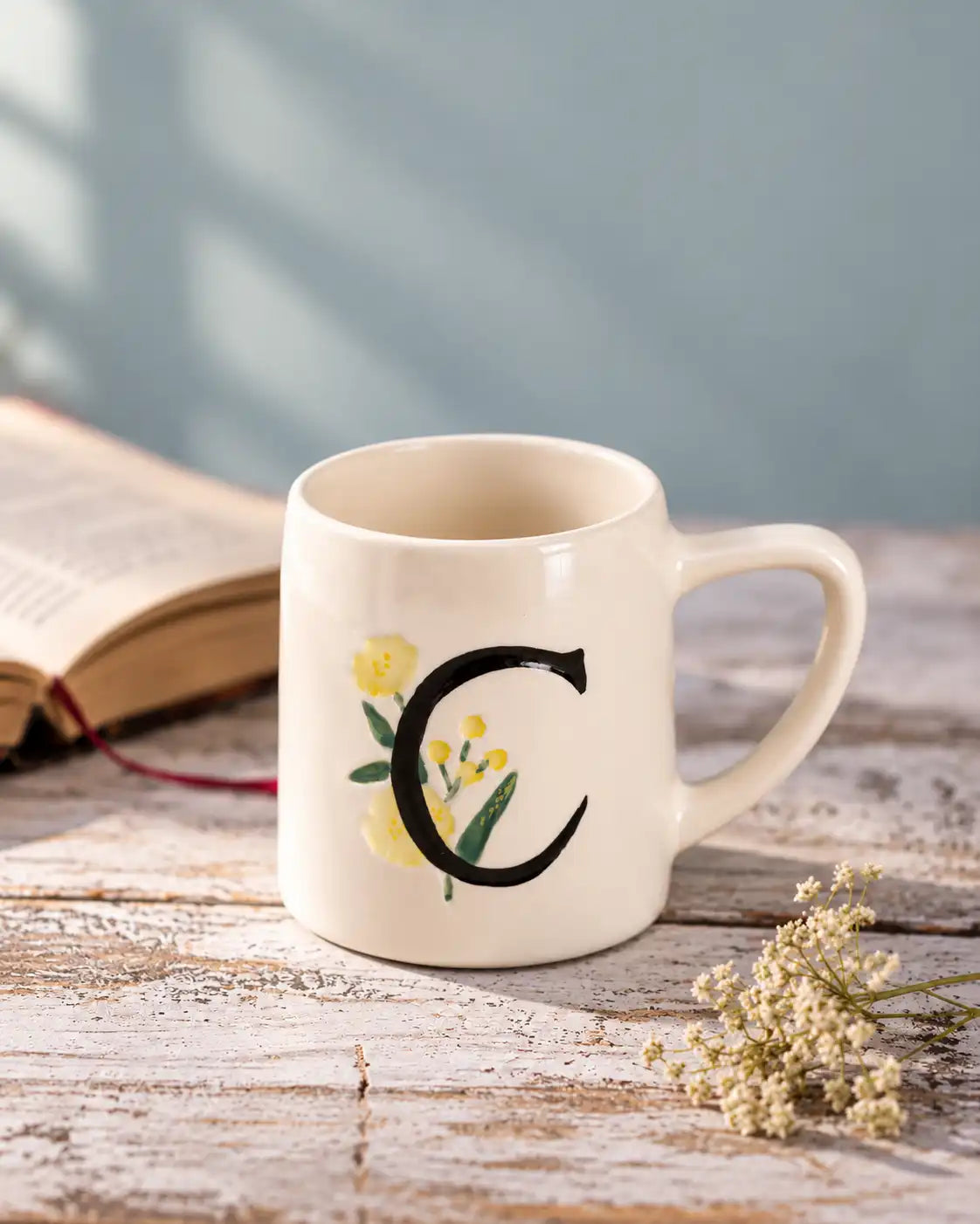 Monogram C Botanical Ceramic Mug