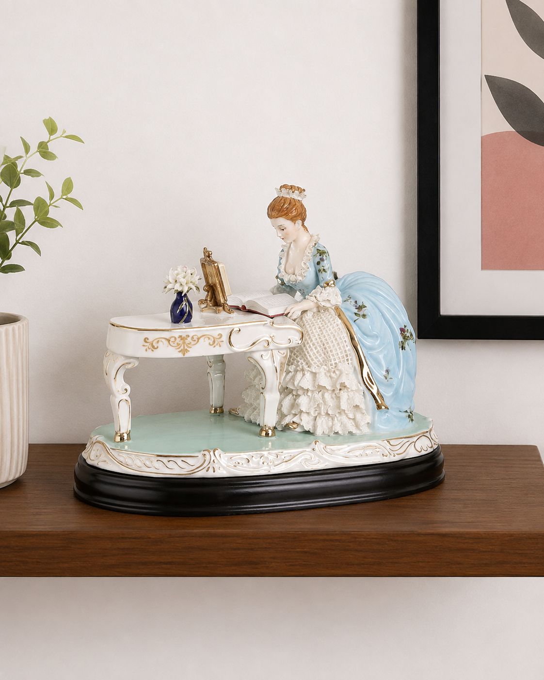 'Blue Gown Reading' Fine Porcelain Figurine 