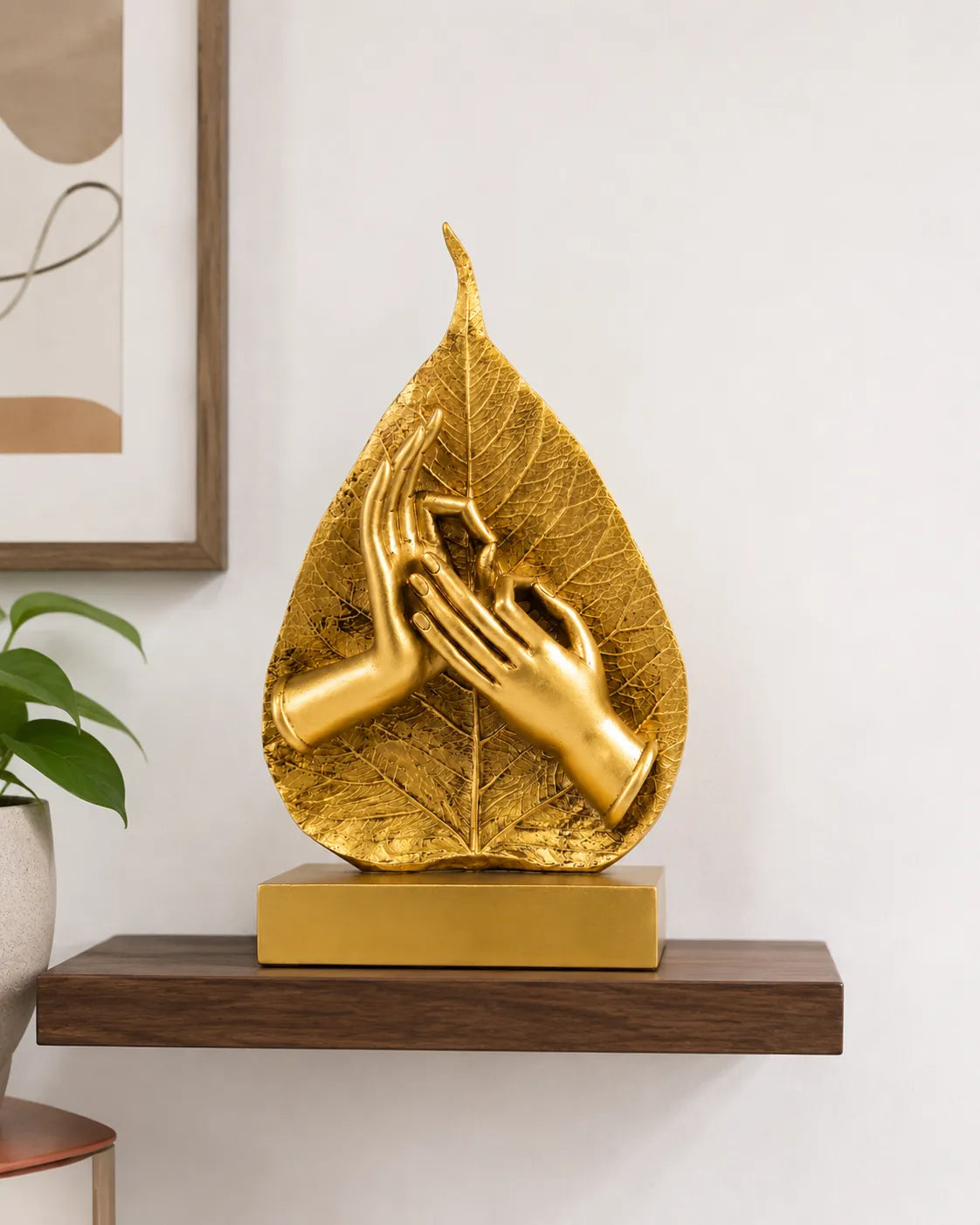 Sacred Hands Leaf Table Top Decor -  Gold