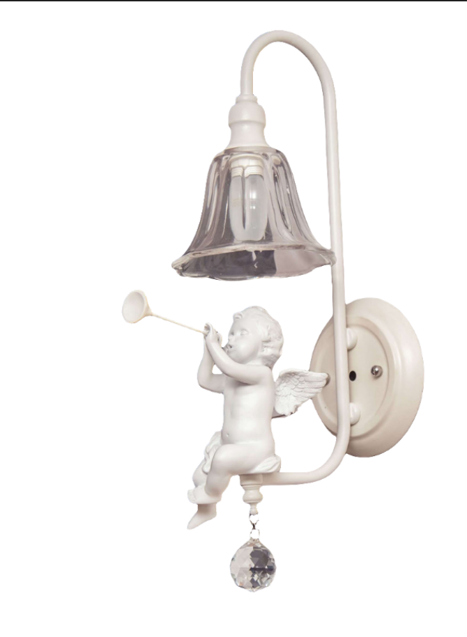 Adorable Cherub Blowing Horn - Wall Light 