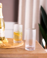 Ladelle Ribbed Golden Trim Tumbler Glass - Set of 2