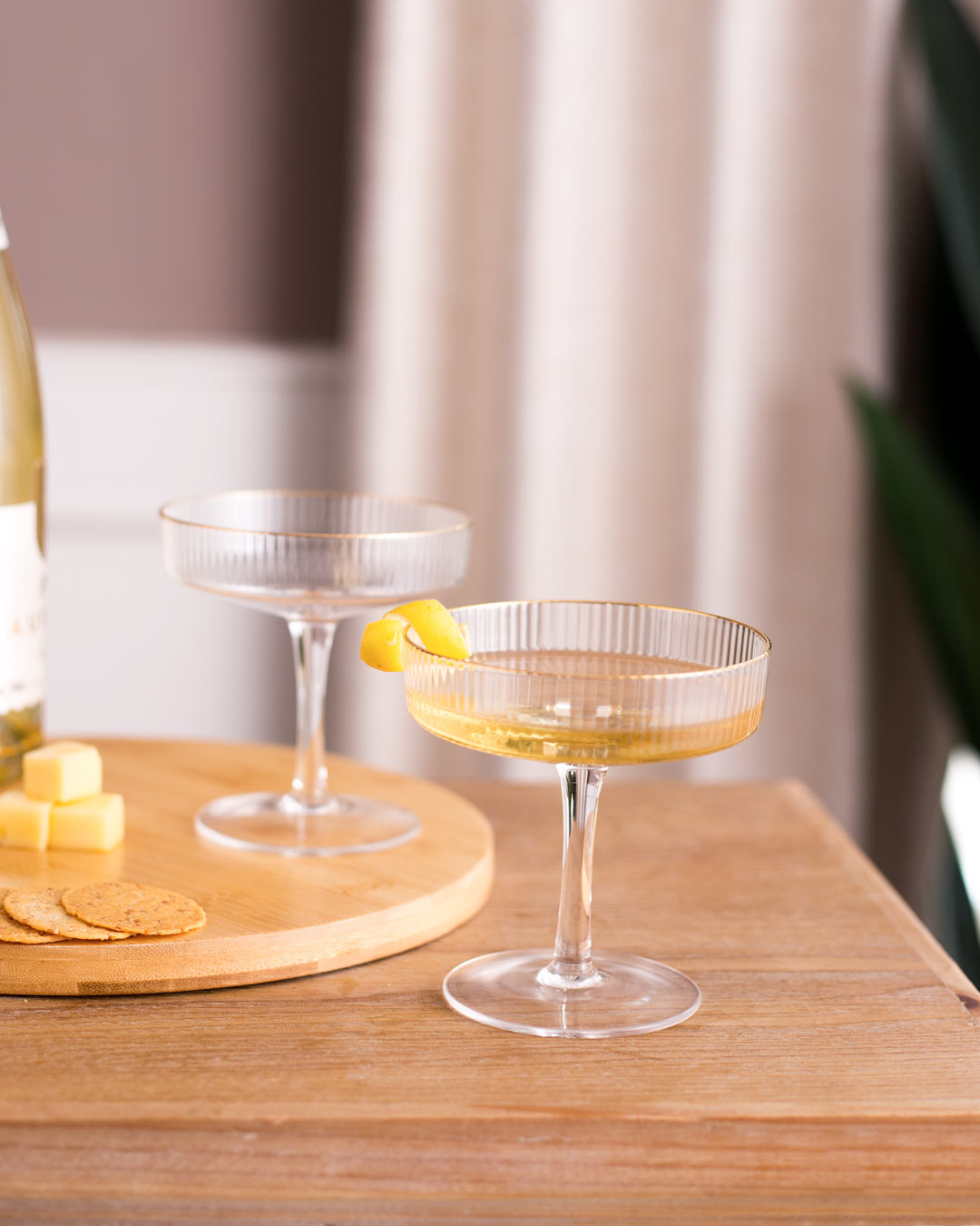 Ferm Living Champagne Ripple Glass (Golden Trim) - Set of 2