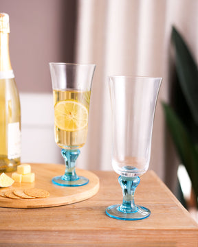 Swirl Blue Hurricane Glass - Set of 6