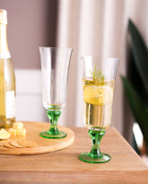 Swirl Green Hurricane Glass - Set of 6 - The Decor Kart 