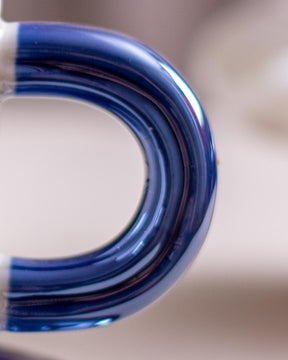 Pearl Glazed Coffee Mug with Saucer - Blue