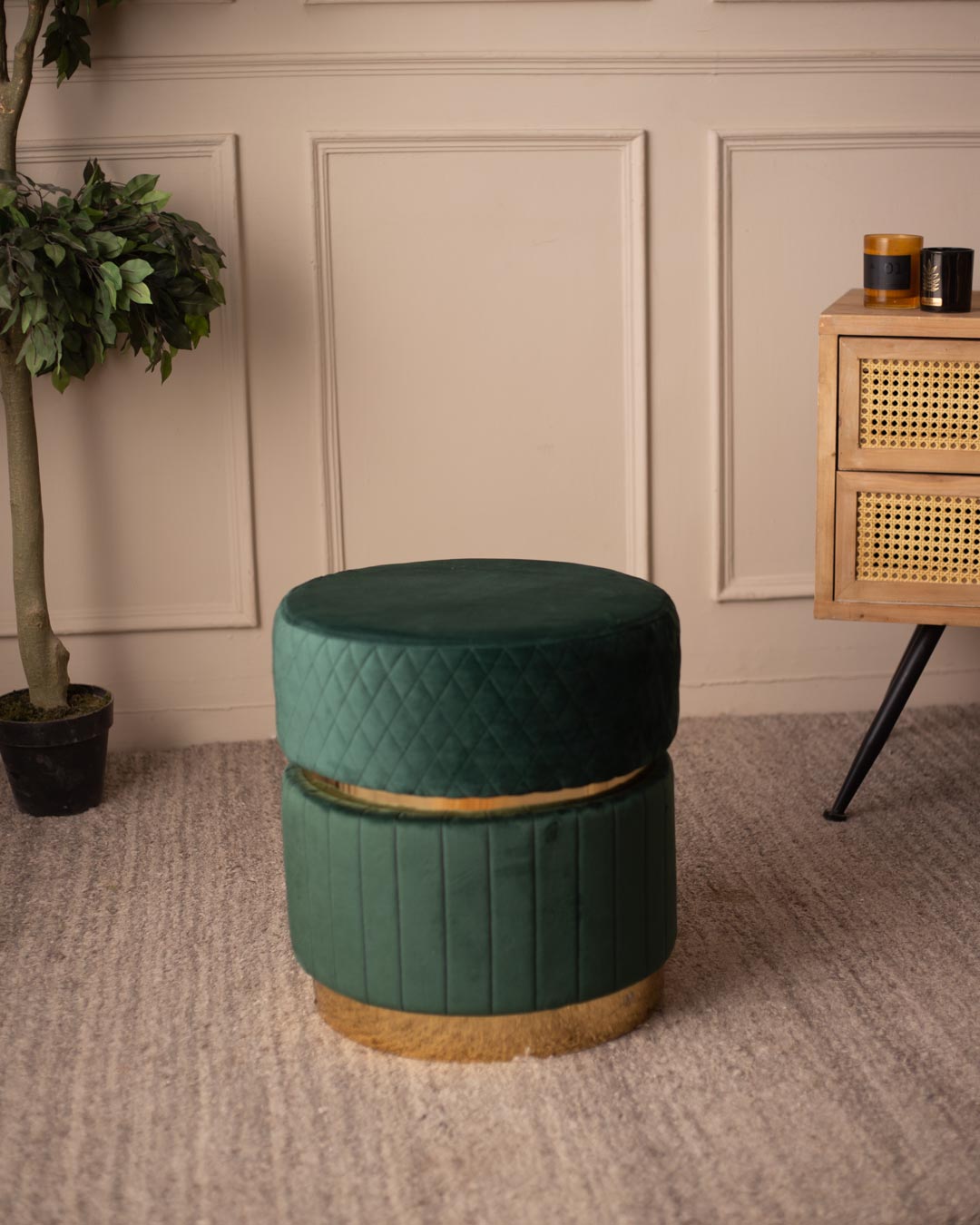 Pouffe Ottoman - Palm Green - The Decor Kart 