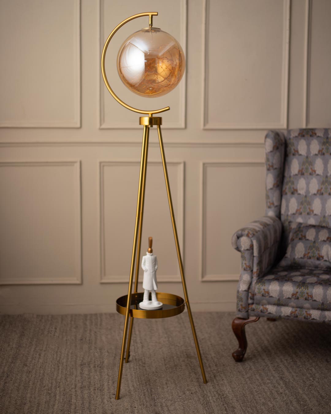 Tripod Shining Stars Floor Lamp with Shelves - The Decor Kart
