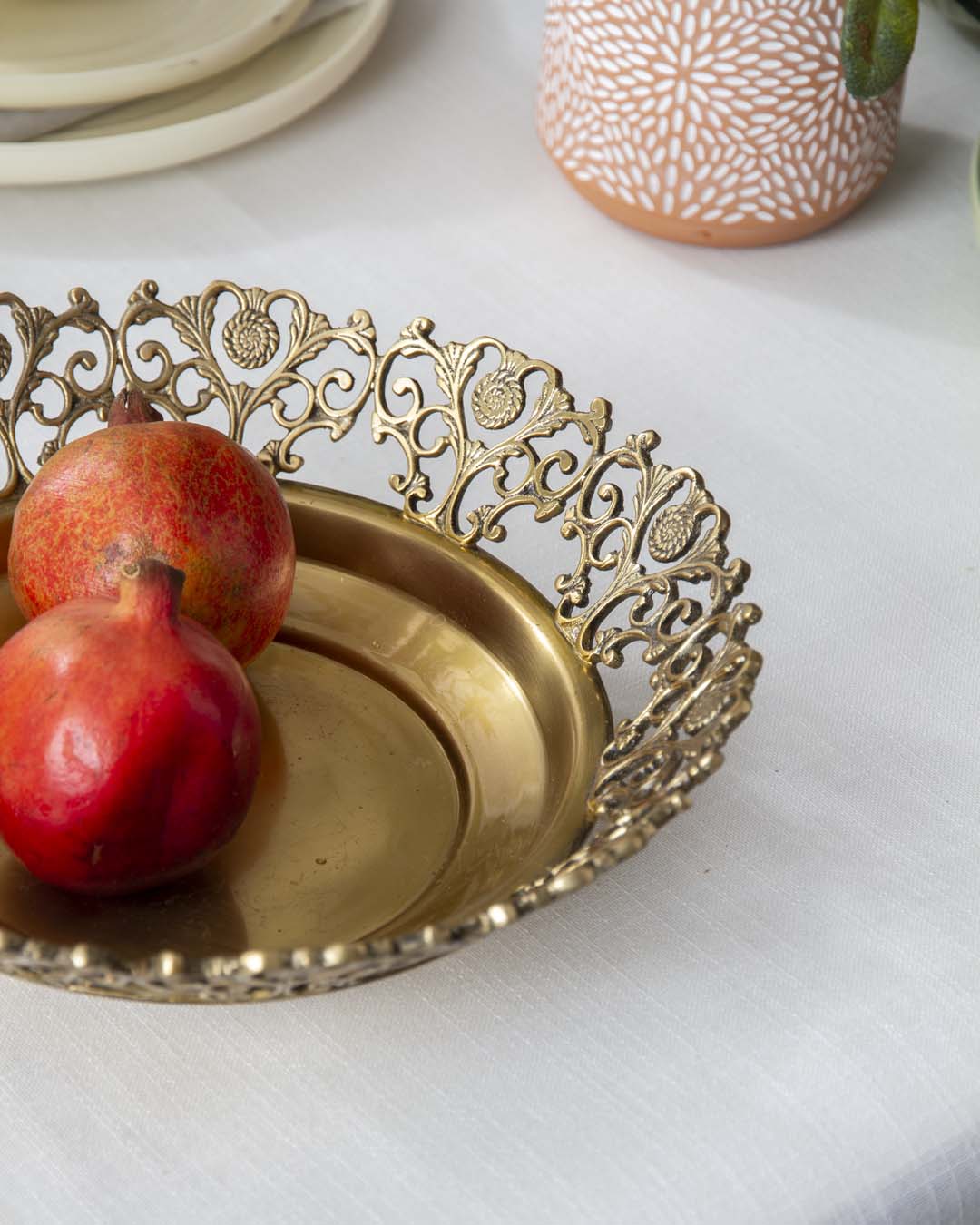 Embroidered Flower Rim Urli Bowl - 8.5" 