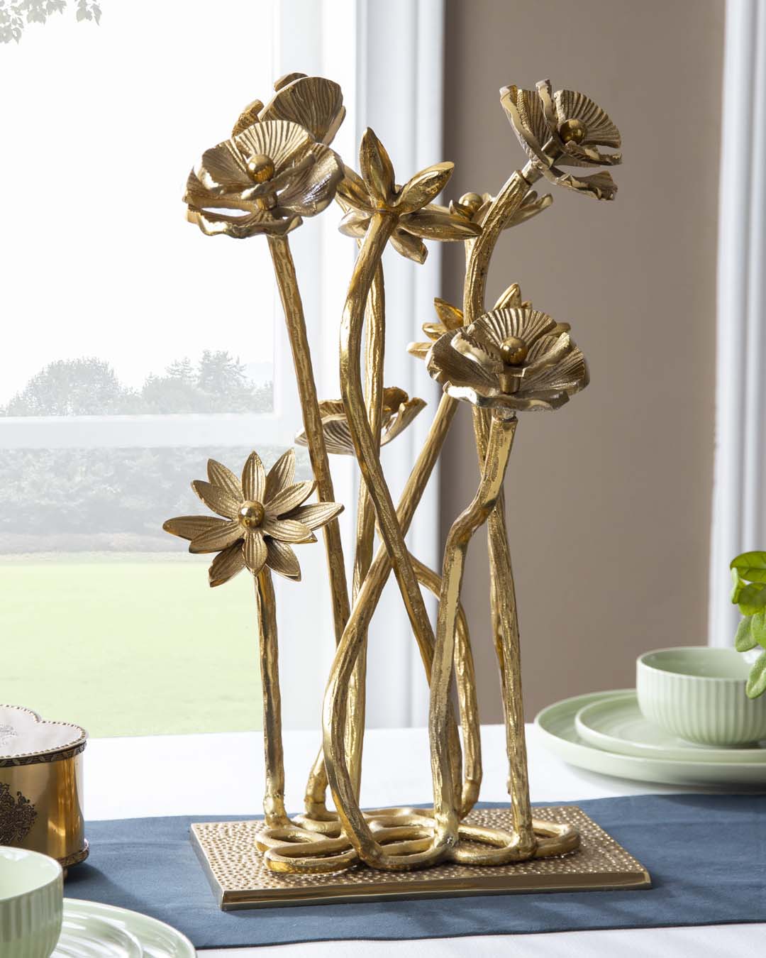 Floral Gilded Tabletop Sculpture 