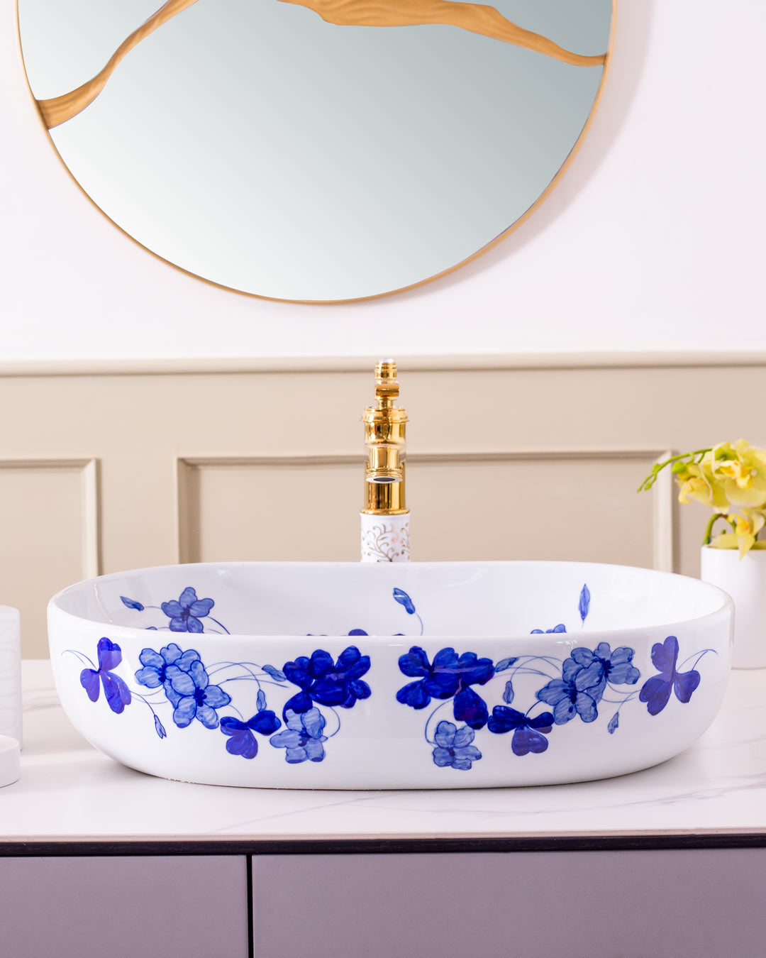 Fantasy Blue & White Porcelain Counter Top Basin