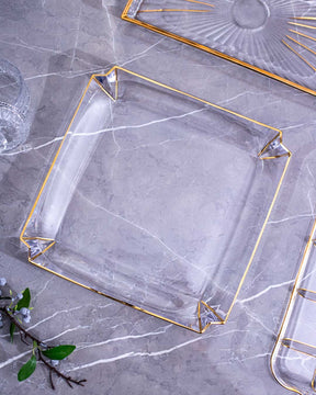 Crystal Glass Rectangular Serving Tray