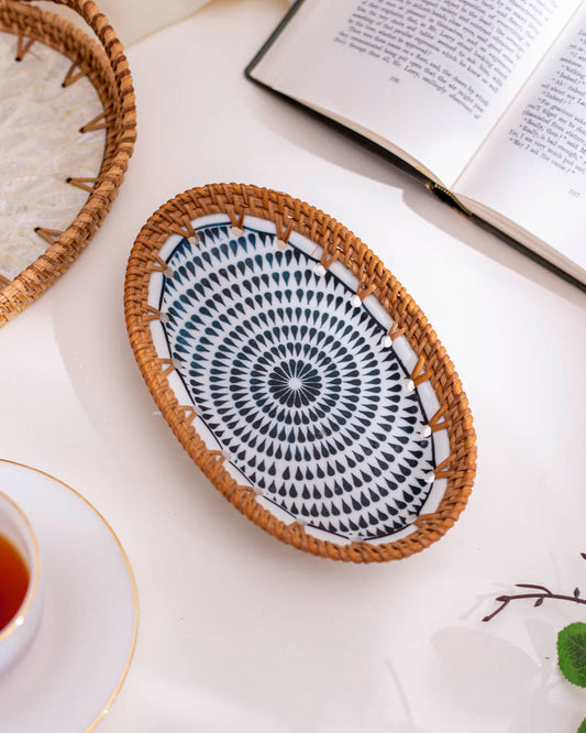 Neutrals Rattan Woven Dessert Oval Tray