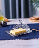 Vintage Clear Cut Glass Butter Dish