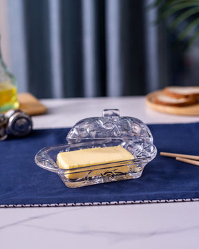 Vintage Clear Cut Glass Butter Dish